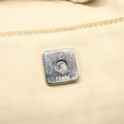 Fendi Vintage FF Buckle Shoulder Bag Canvas, WHITE, CANVAS, Shoulder bag