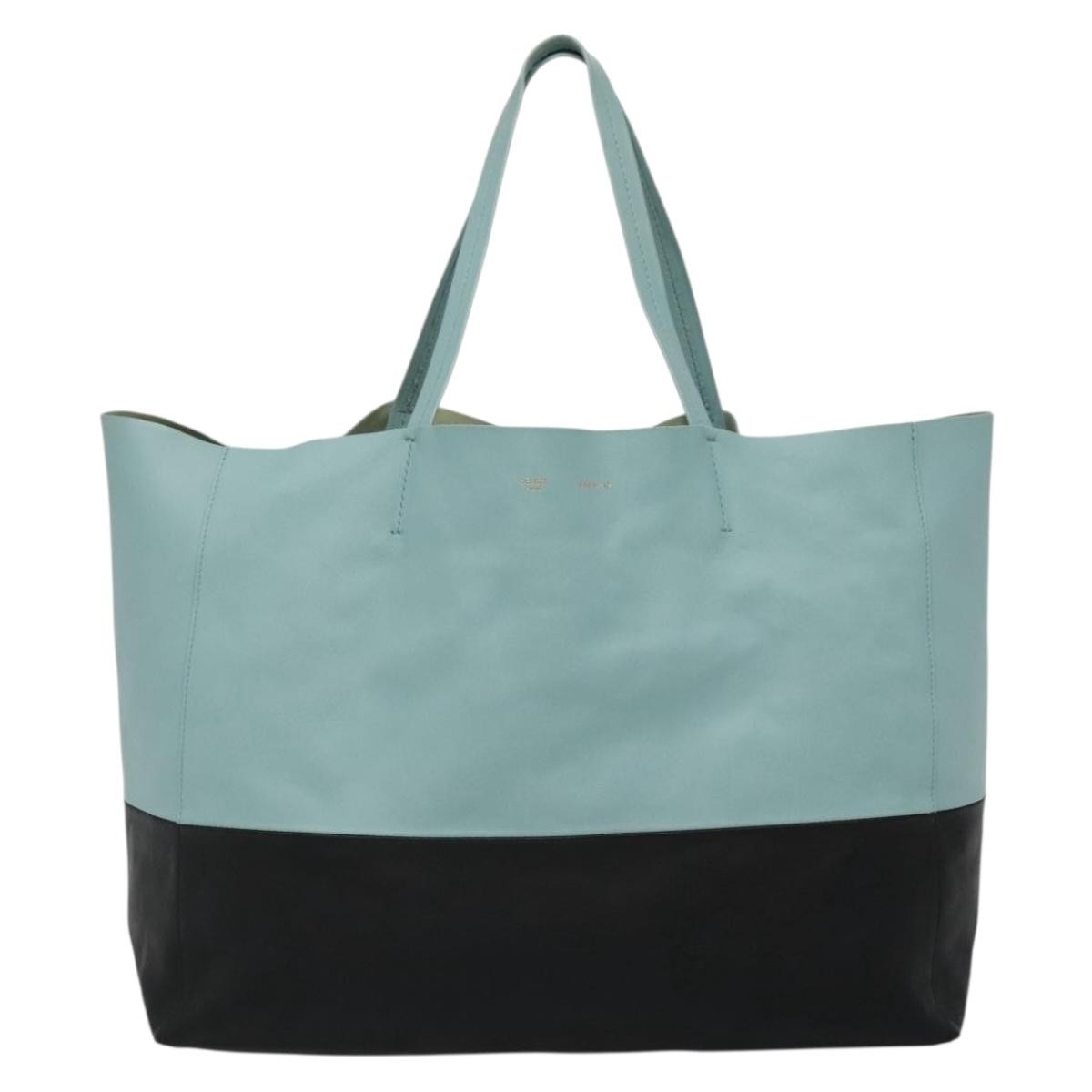 Celine Horizontal Cabas Tote Leather, BLACK, LEATHER, Tote bag