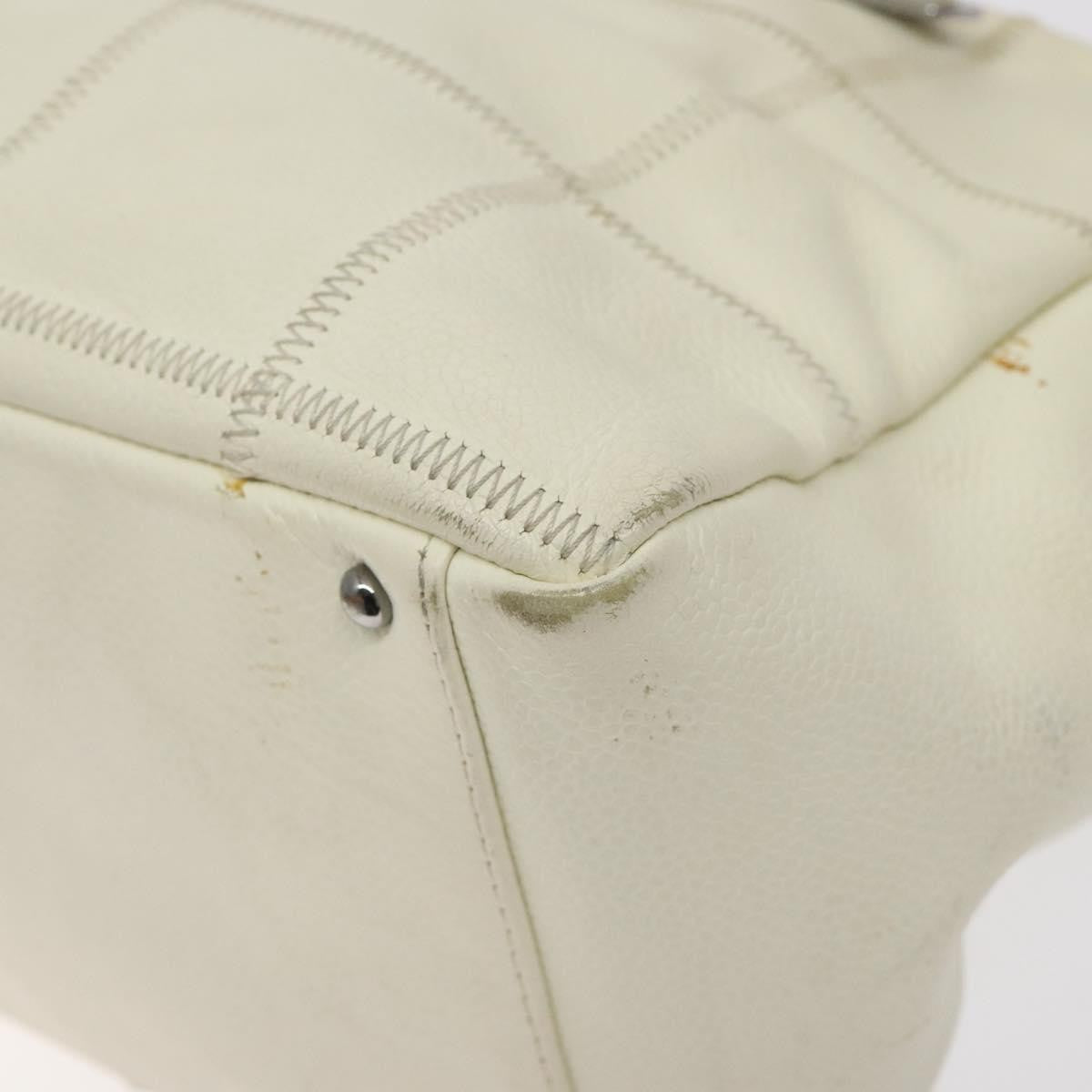 Chanel Chocolate Bar CC Bowler Bag Caviar skin, WHITE, LEATHER, Handbag