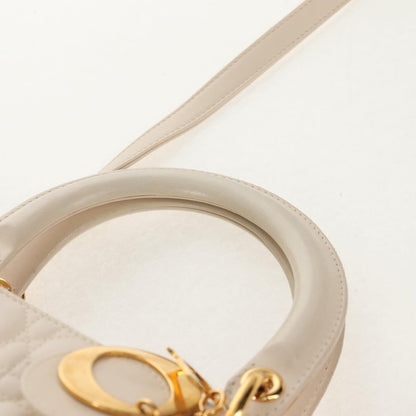 Christian Dior Vintage Lady Dior Bag Cannage, WHITE, LEATHER, Handbag