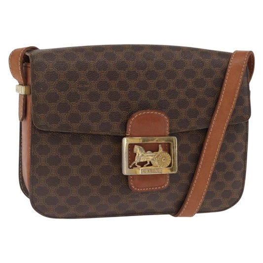Celine Vintage Horse Carriage Macadam Shoulder Bag Canvas, BROWN, PVC, Shoulder bag