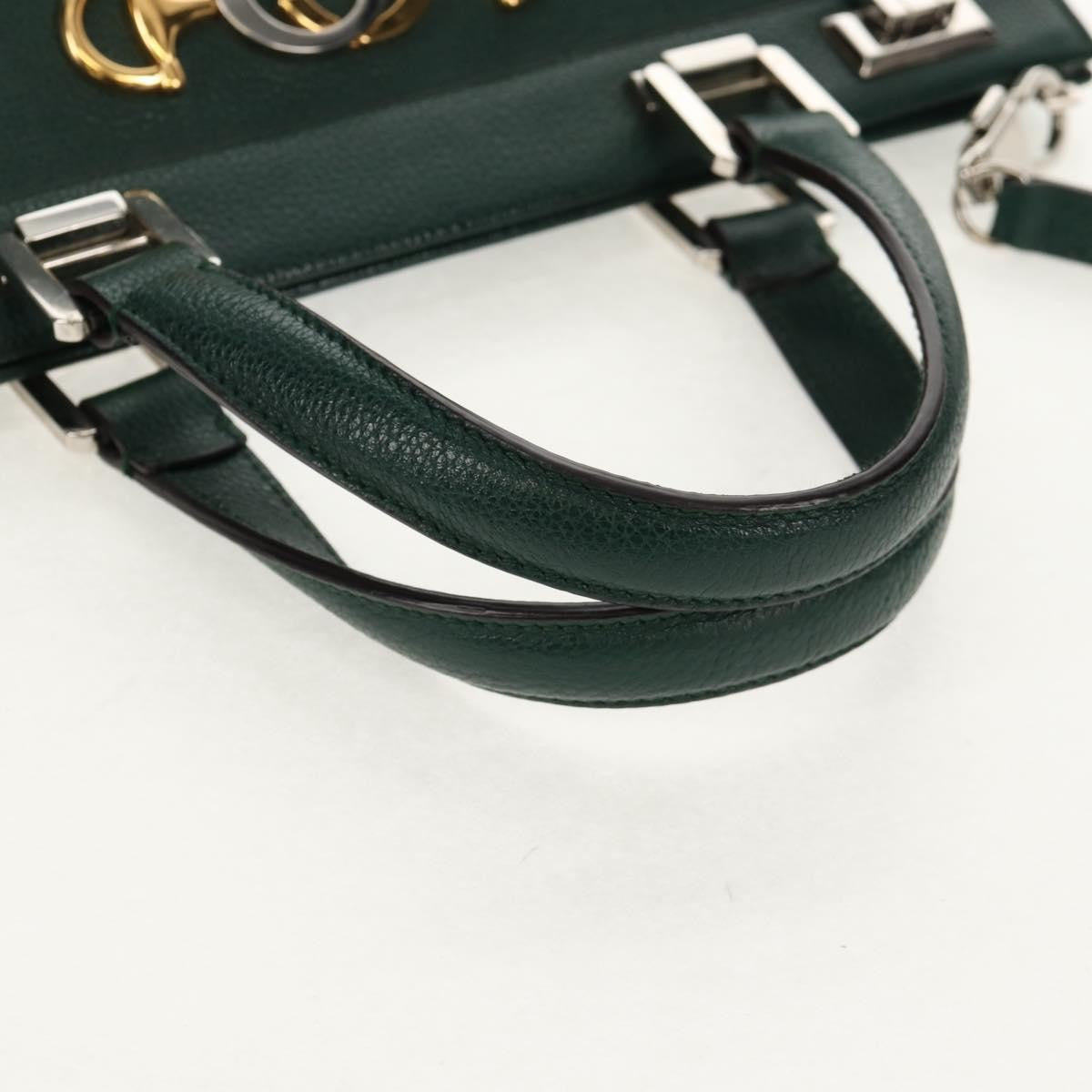 Gucci Zumi Top Handle Bag Leather, GREEN, LEATHER, Handbag