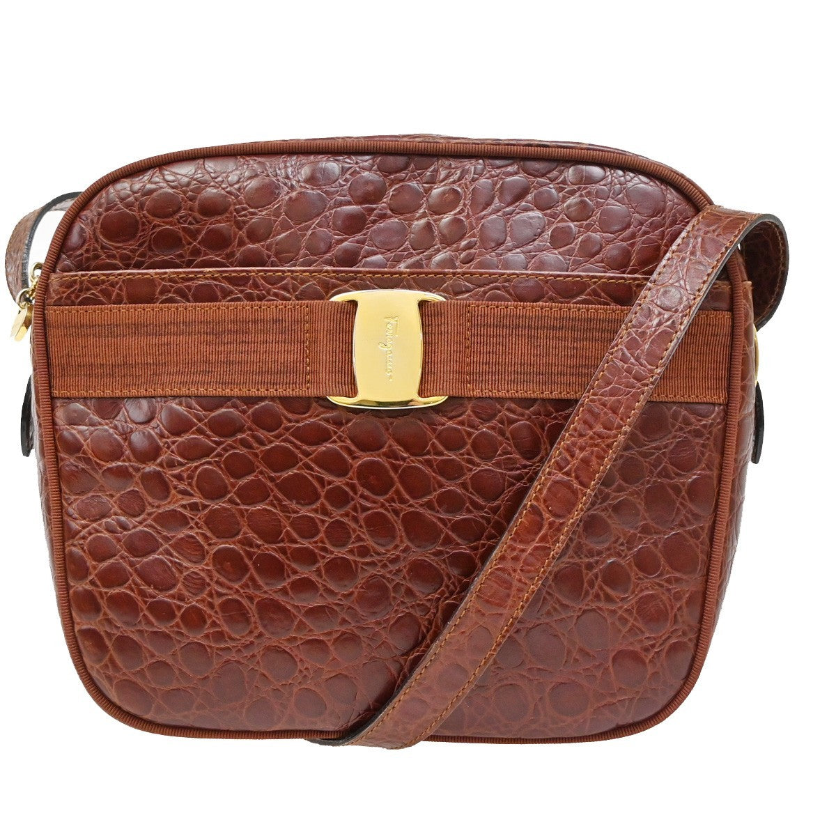 Salvatore Ferragamo Vala Shoulder Bag Leather, Brown, Leather, Shoulder Bag
