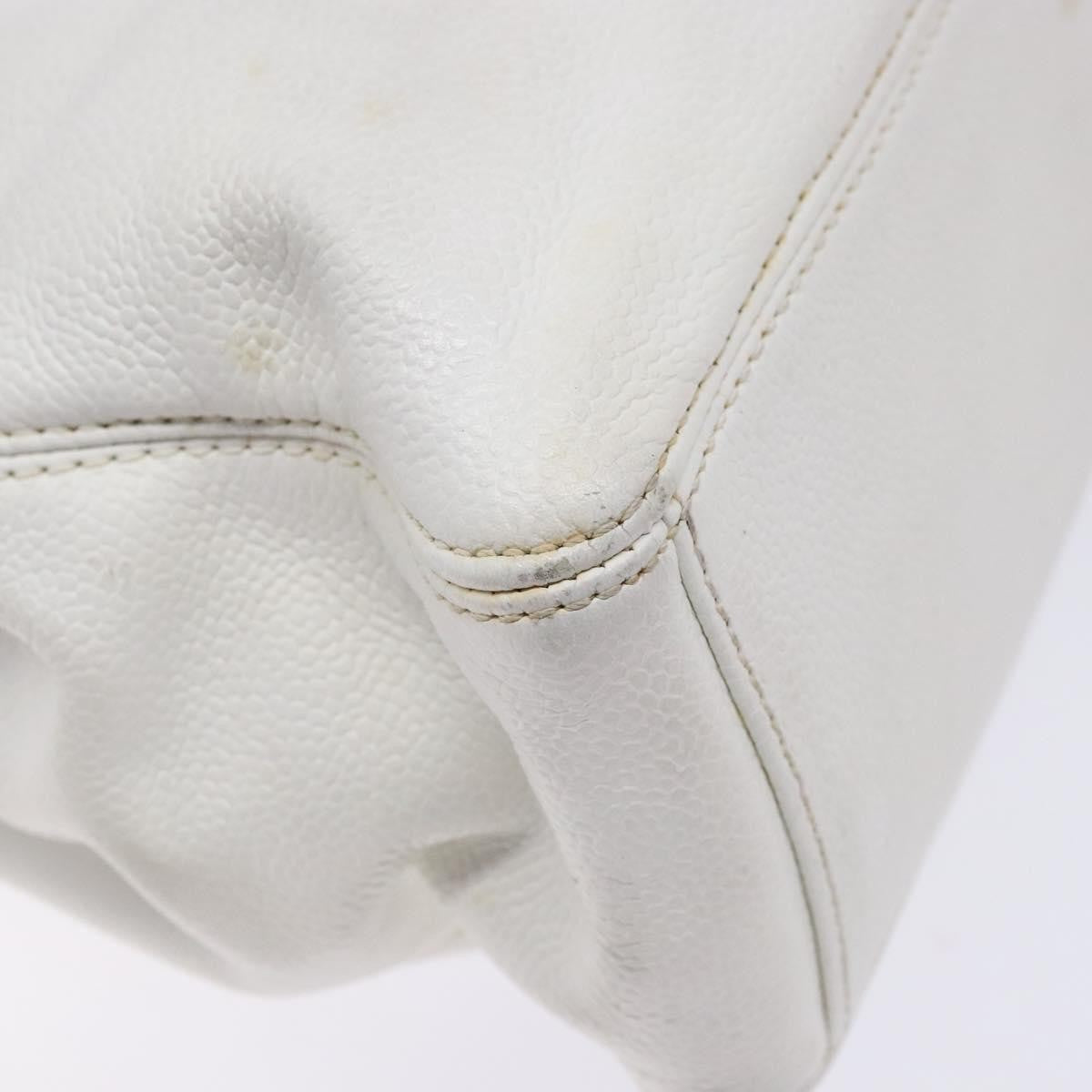 Chanel Vintage Wooden Ring Tote Leather, WHITE, LEATHER, Tote bag