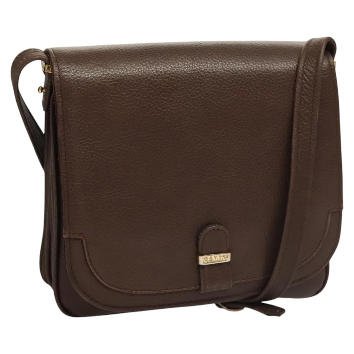 Bally Vintage Shoulder Bag Leather, Brown, Leather, Shoulder Bag