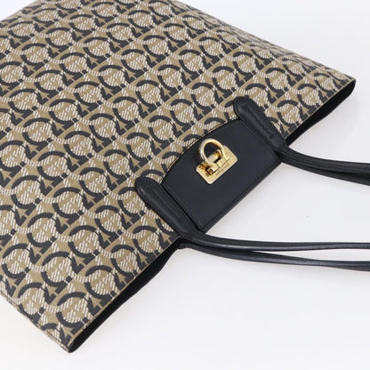 Salvatore Ferragamo Gancini Travel Tote Gancini Jacquard, NAVY, CANVAS, Tote bag