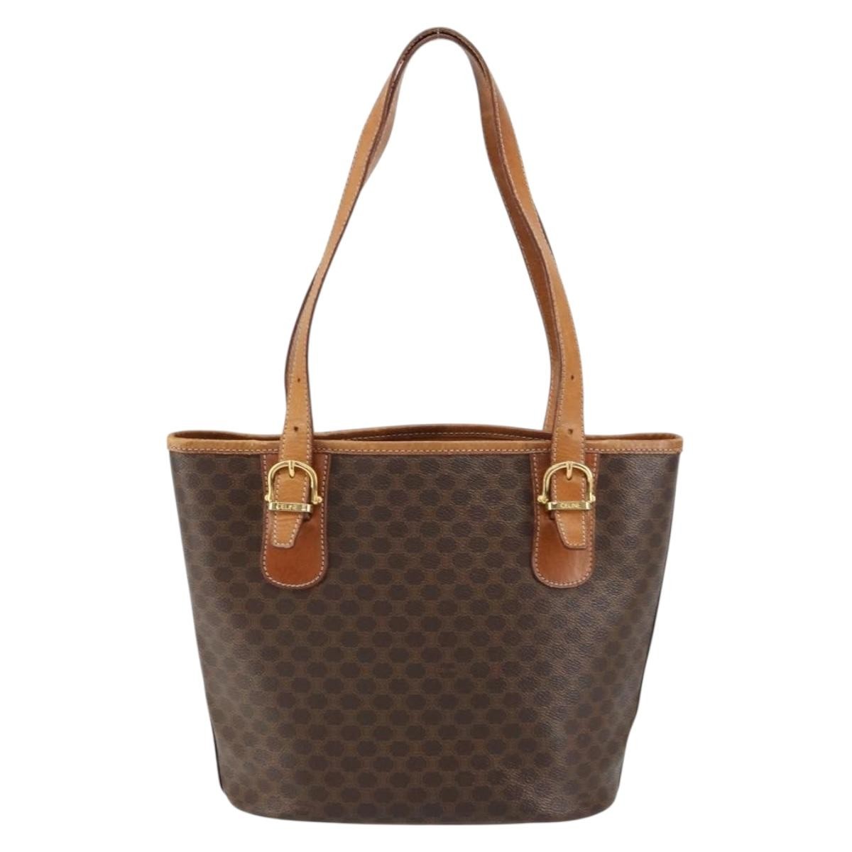 Celine Vintage Macadam Tote bag Canvas, BROWN, PVC, Tote bag