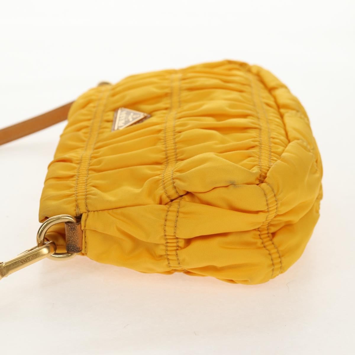 Prada Pochette Tessuto Gaufre, YELLOW, NYLON, Clutche & pouche