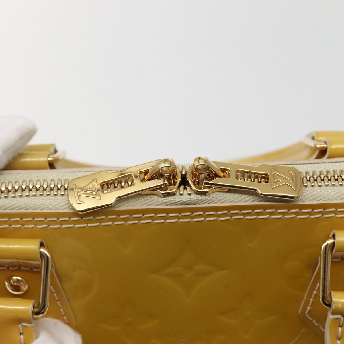 Louis Vuitton Alma Handbag Monogram Vernis, YELLOW, PATENT_LEATHER, Handbag