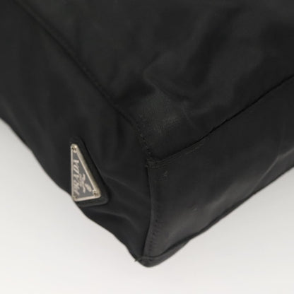 Prada Logo Flat Tote Bag. Nylon Tessuto, BLACK, NYLON, Handbag