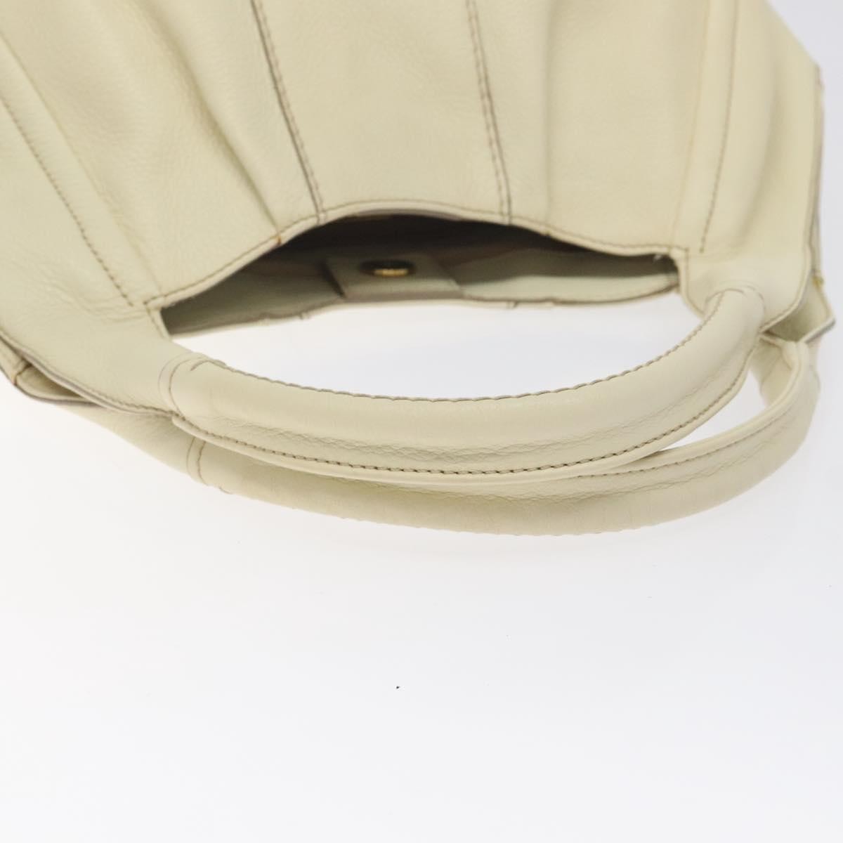 Salvatore Ferragamo Gancini Hobo Stitched Leather, WHITE, LEATHER, Handbag