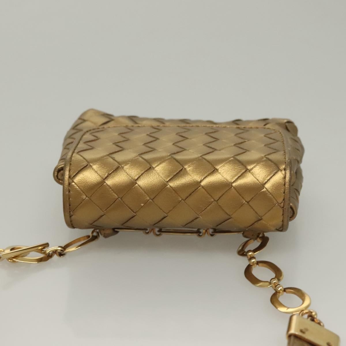 Bottega Veneta Chain Flap Shoulder Bag Leather, GOLD, LEATHER, Shoulder bag