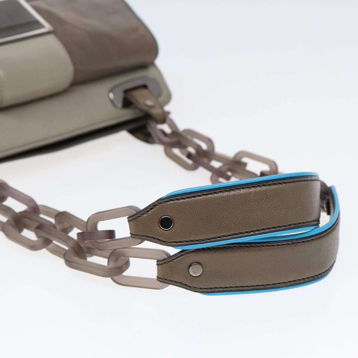 Balenciaga Cherche Midi Chain Shoulder Bag Leather, GRAY, LEATHER, Shoulder bag