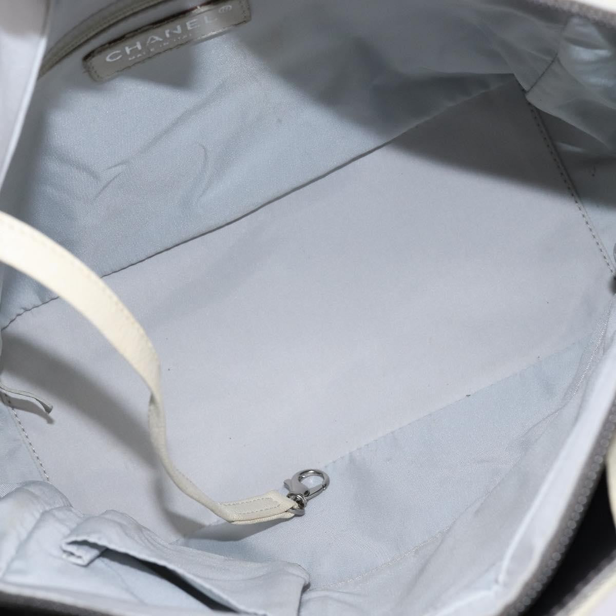 Chanel Biarritz Tote Quilted Coated Canvas, SILVER, CANVAS, Tote bag