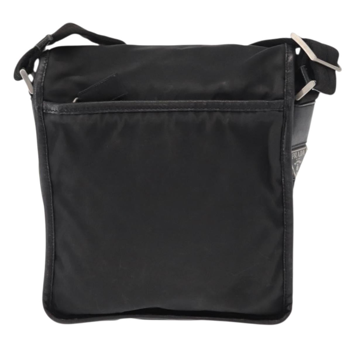 Prada Logo Flap Messenger Bag Tessuto, BLACK, NYLON, Shoulder bag