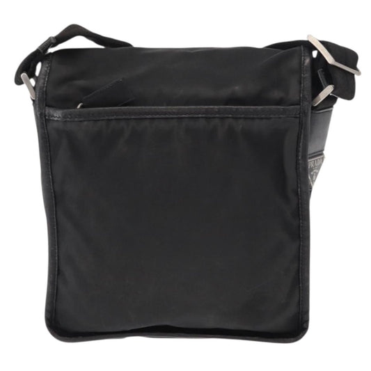 Prada Logo Flap Messenger Bag Tessuto, BLACK, NYLON, Shoulder bag