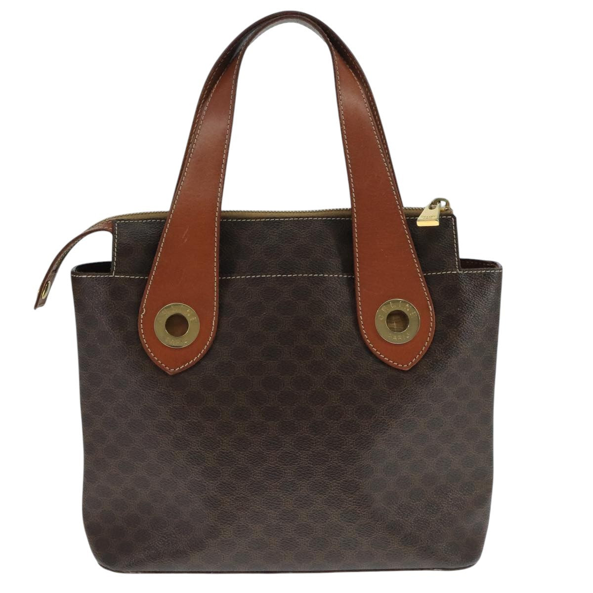 Celine Macadam Handbag Macadam with leather, BROWN, CANVAS, Handbag