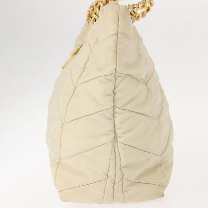 Prada Chain Front Zip Tote Quilted Tessuto, BEIGE, NYLON, Tote bag