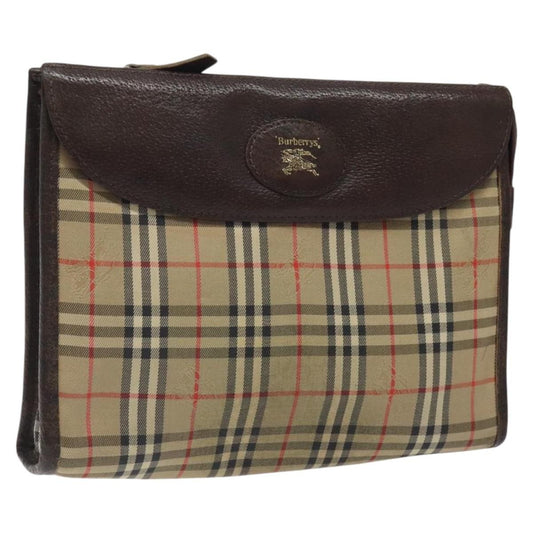 Burberry Nova check Pochette Canvas, BEIGE, CANVAS, Clutche & pouche