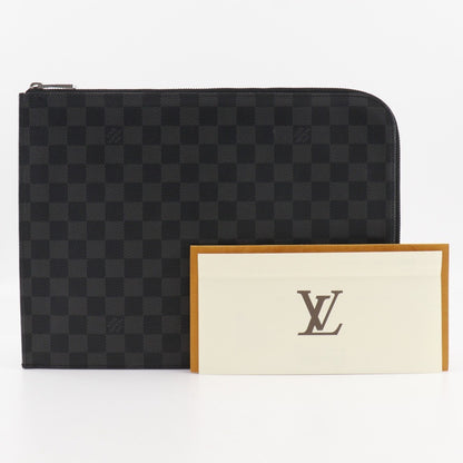 Louis Vuitton Zip Around Pochette Jour Damier Graphite, BLACK, CANVAS, Clutche & pouche