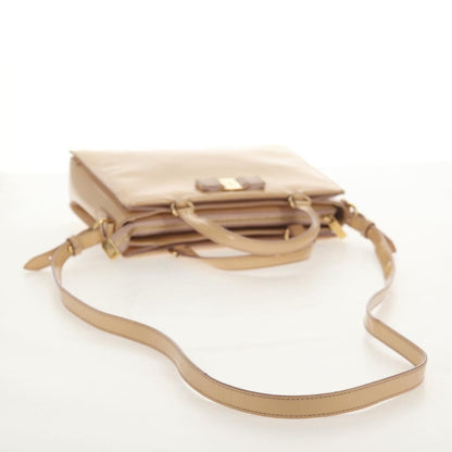 Salvatore Ferragamo Convertible Vara Bow Tote Patent Leather, BEIGE, PATENT_LEATHER, Tote bag