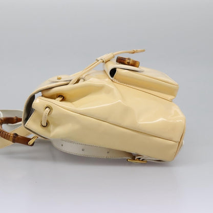 Gucci Vintage Bamboo Backpack Patent, BEIGE, PATENT_LEATHER, Backpack