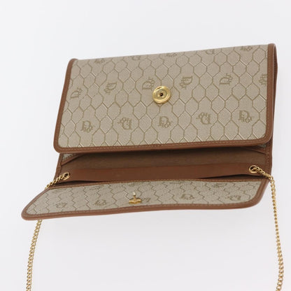 Christian Dior Vintage Honeycomb Flap Crossbody Bag Coated Canvas, BEIGE, CANVAS, Shoulder bag