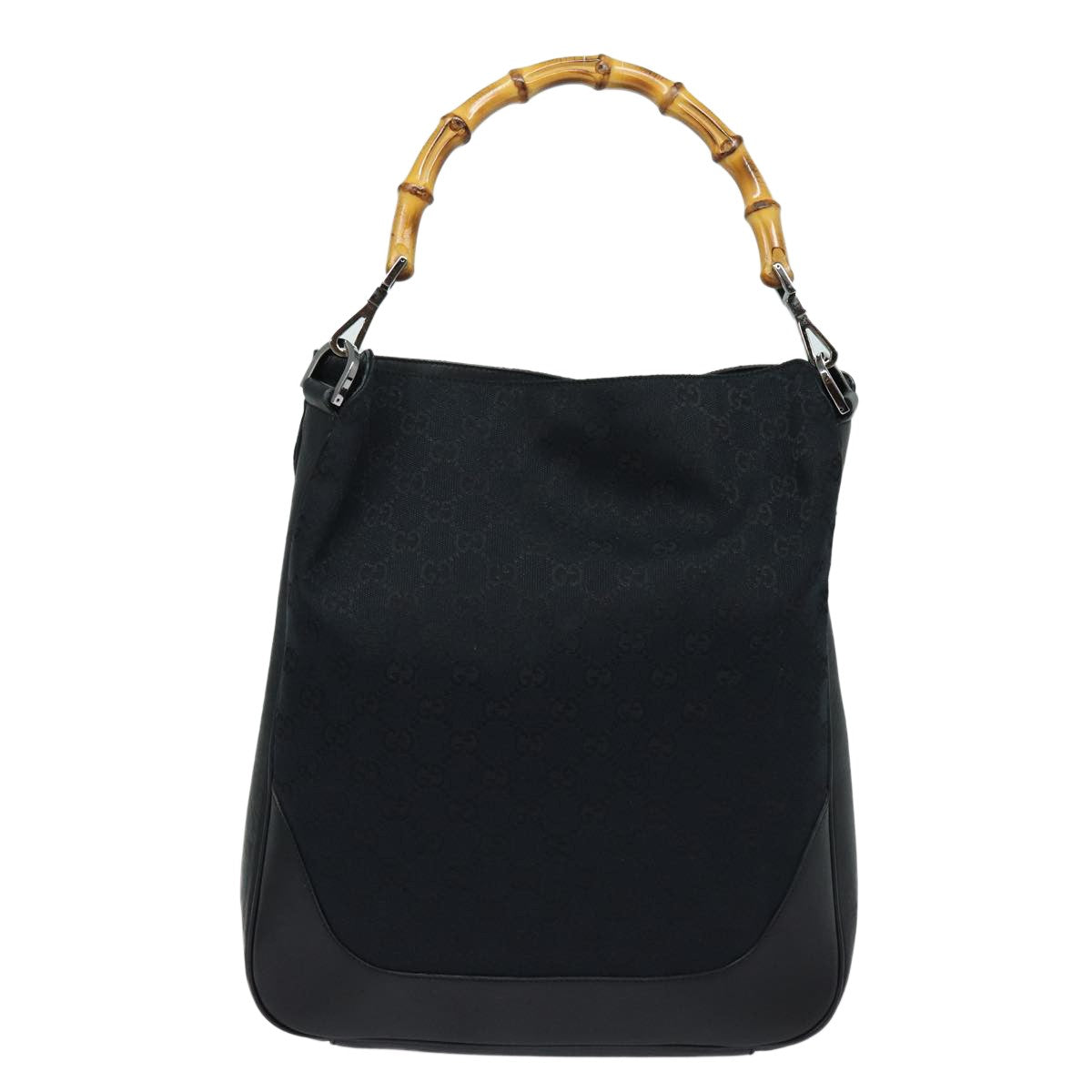 Gucci Vintage Bamboo Handle Tote Canvas, BLACK, CANVAS, Tote bag