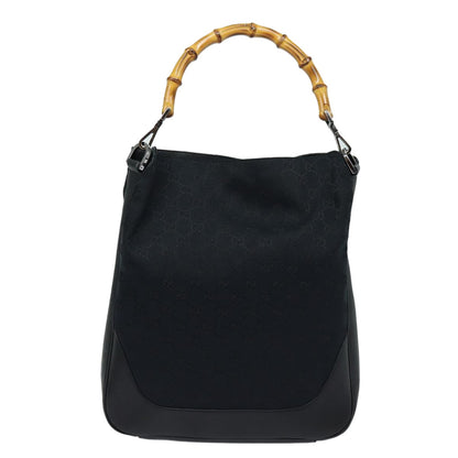 Gucci Vintage Bamboo Handle Tote Canvas, BLACK, CANVAS, Tote bag
