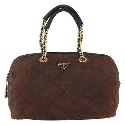 Prada Vintage Chain Handbag Tessuto, BROWN, NYLON, Handbag