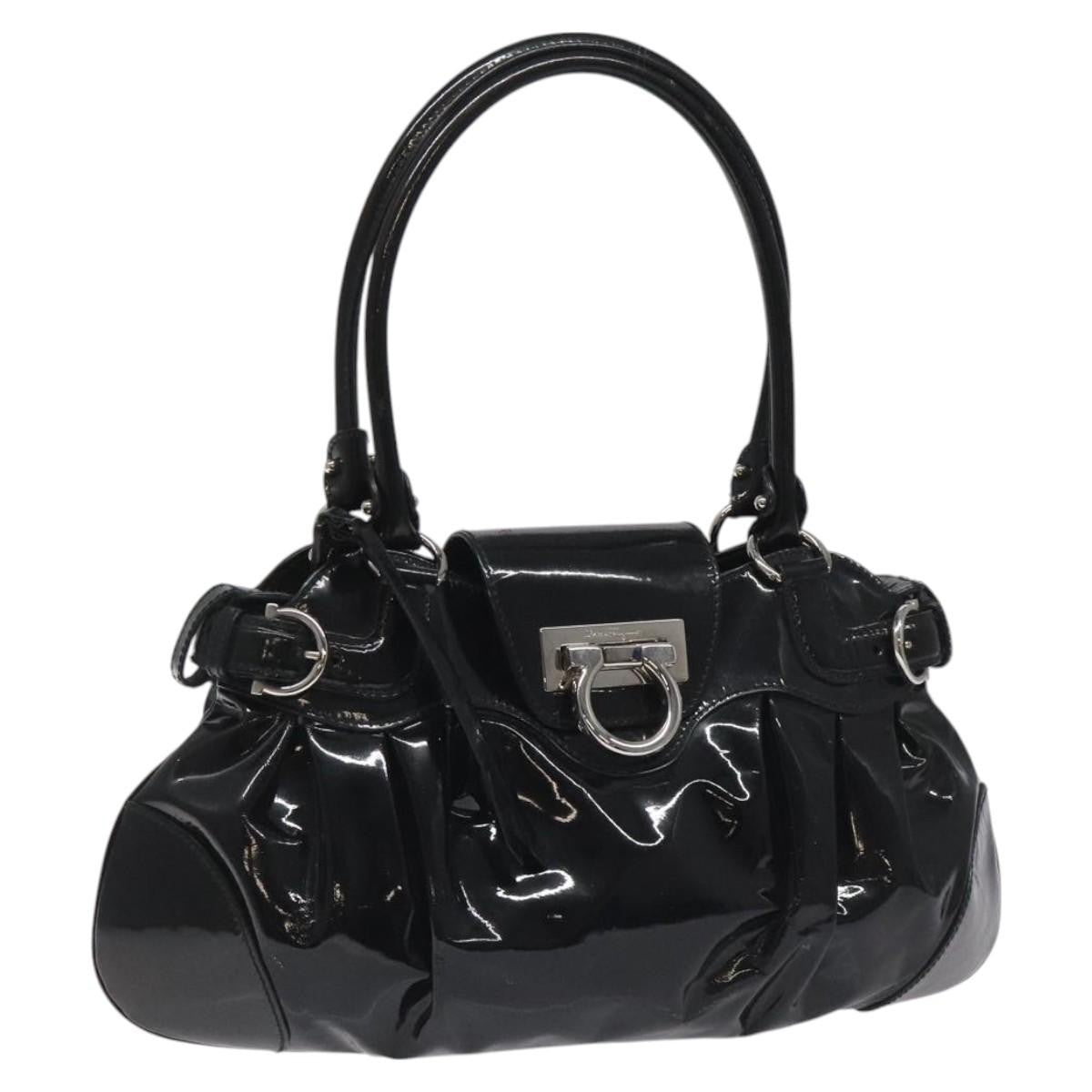 Salvatore Ferragamo Marisa Satchel Patent leather, BLACK, PATENT_LEATHER, Shoulder bag