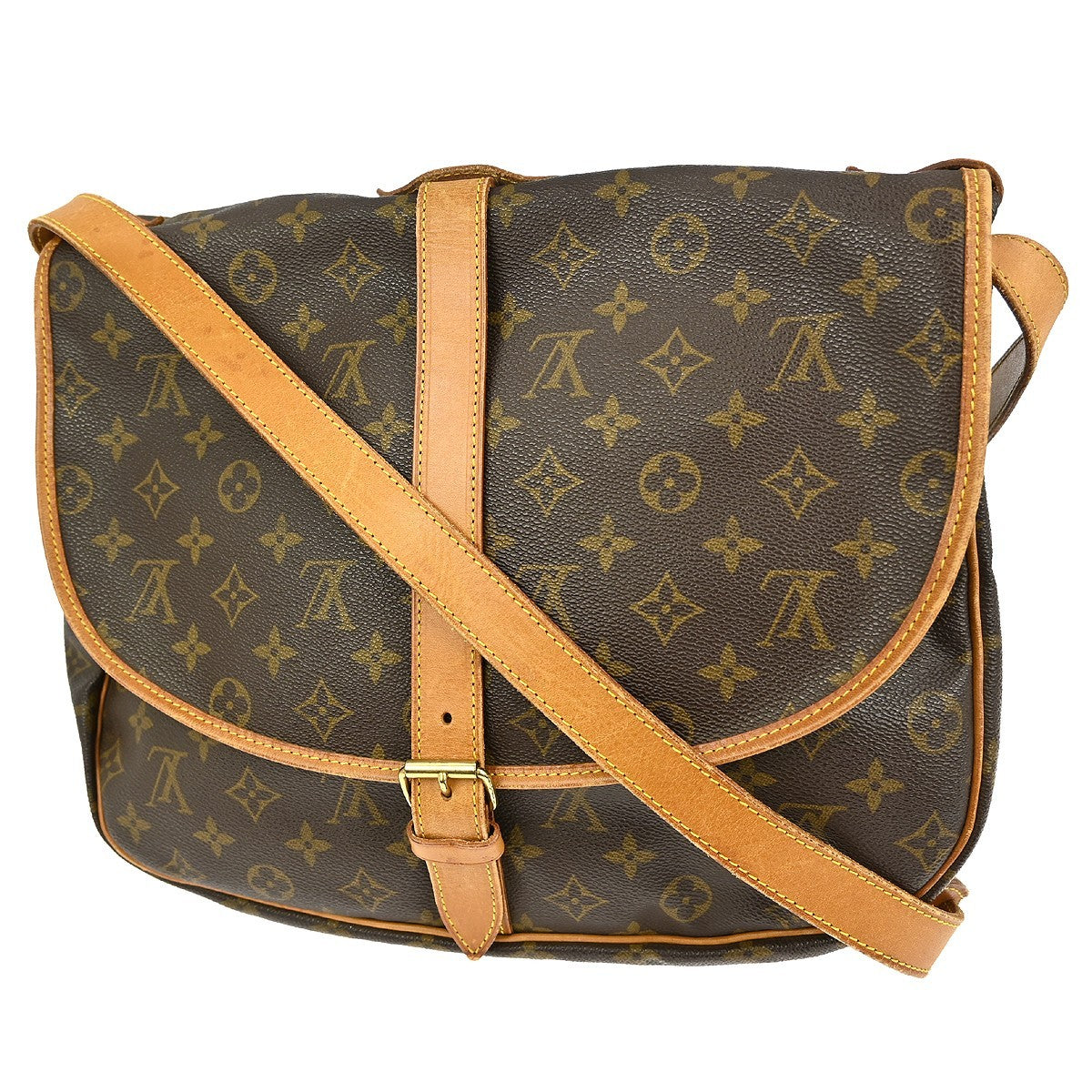 Louis Vuitton Saumur Handbag Monogram Canvas, BROWN, CANVAS, Shoulder bag