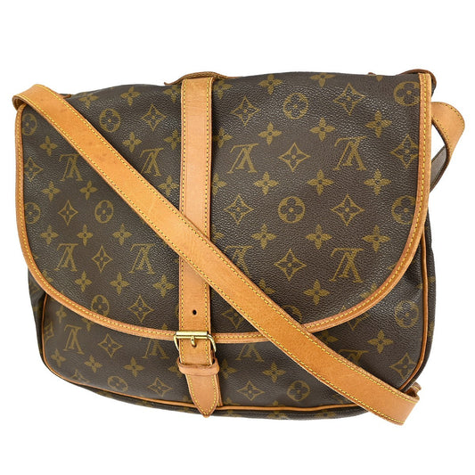 Louis Vuitton Saumur Handbag Monogram Canvas, BROWN, CANVAS, Shoulder bag