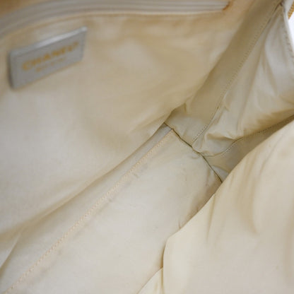 Chanel Surpique Zip Around Satchel Quilted Leather, WHITE, LEATHER, Tote bag