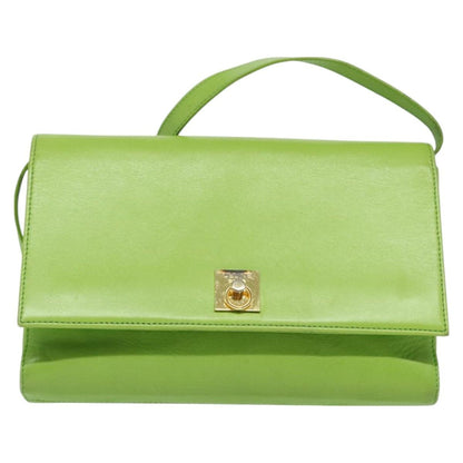 Celine Flap Shoulder Bag Leather, GREEN, LEATHER, Shoulder bag