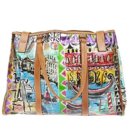 Prada Venice Belted Tote Printed Canvas and Leather, MULTICOLOUR, LEATHER, Tote bag