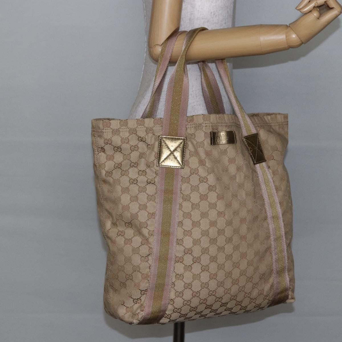 Gucci Original Web Tote GG Canvas, BEIGE, CANVAS, Tote bag