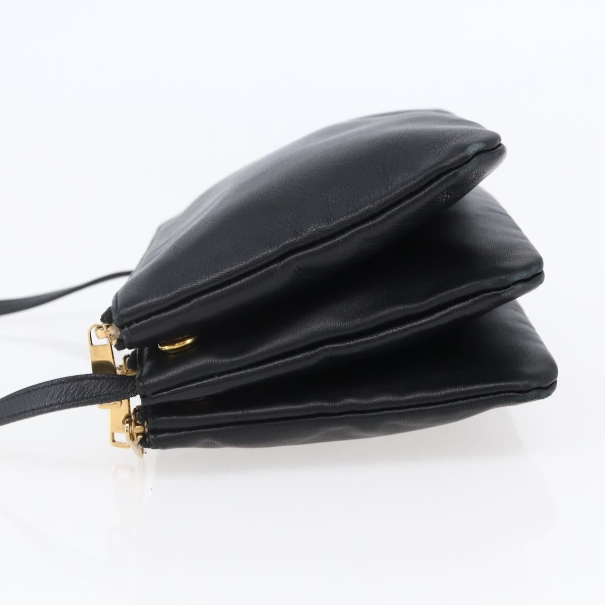 Celine Trio Crossbody Bag Leather, BLACK, LEATHER, Crossbody bag