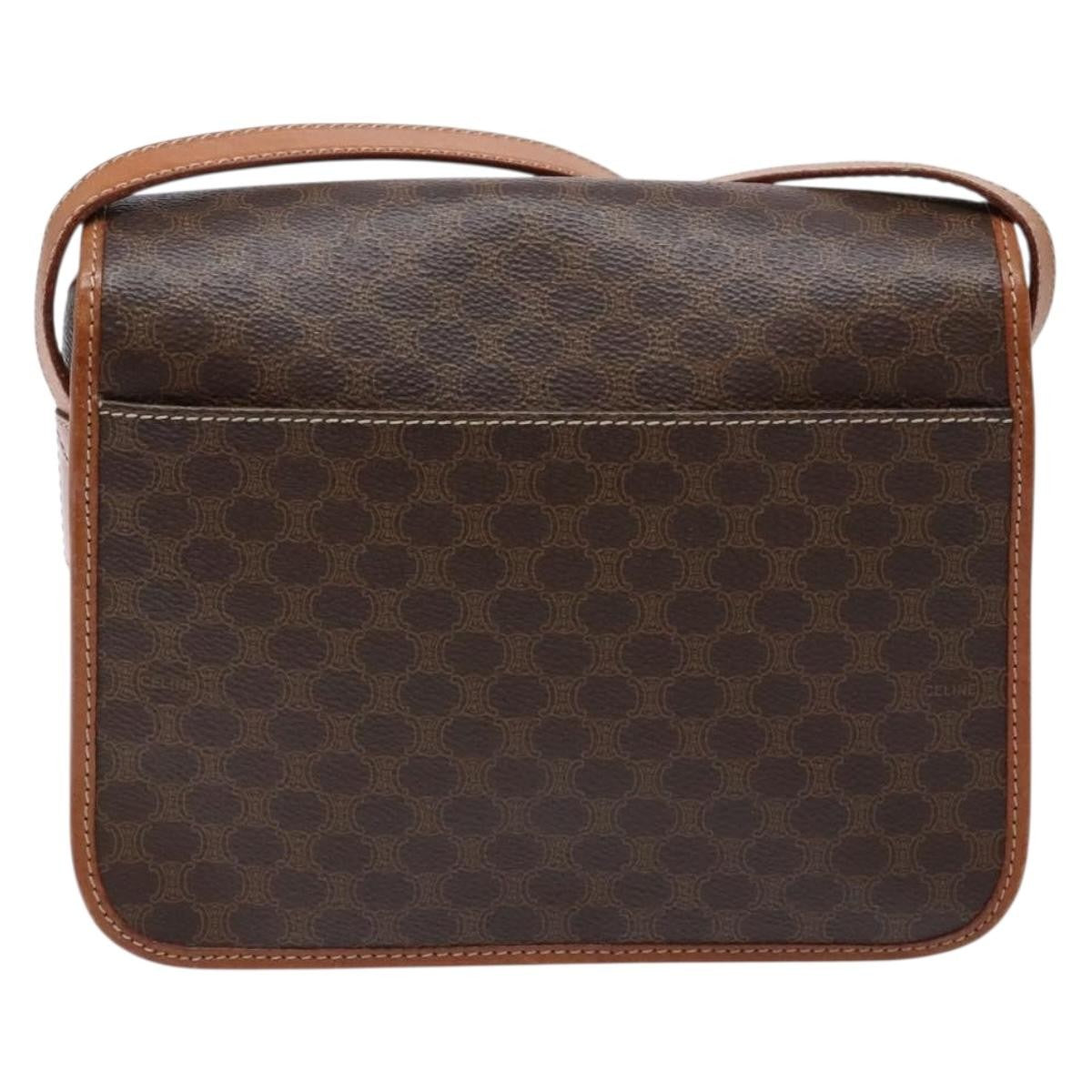 Celine Macadam Shoulder Bag PVC Leather, BROWN, CANVAS, Shoulder bag