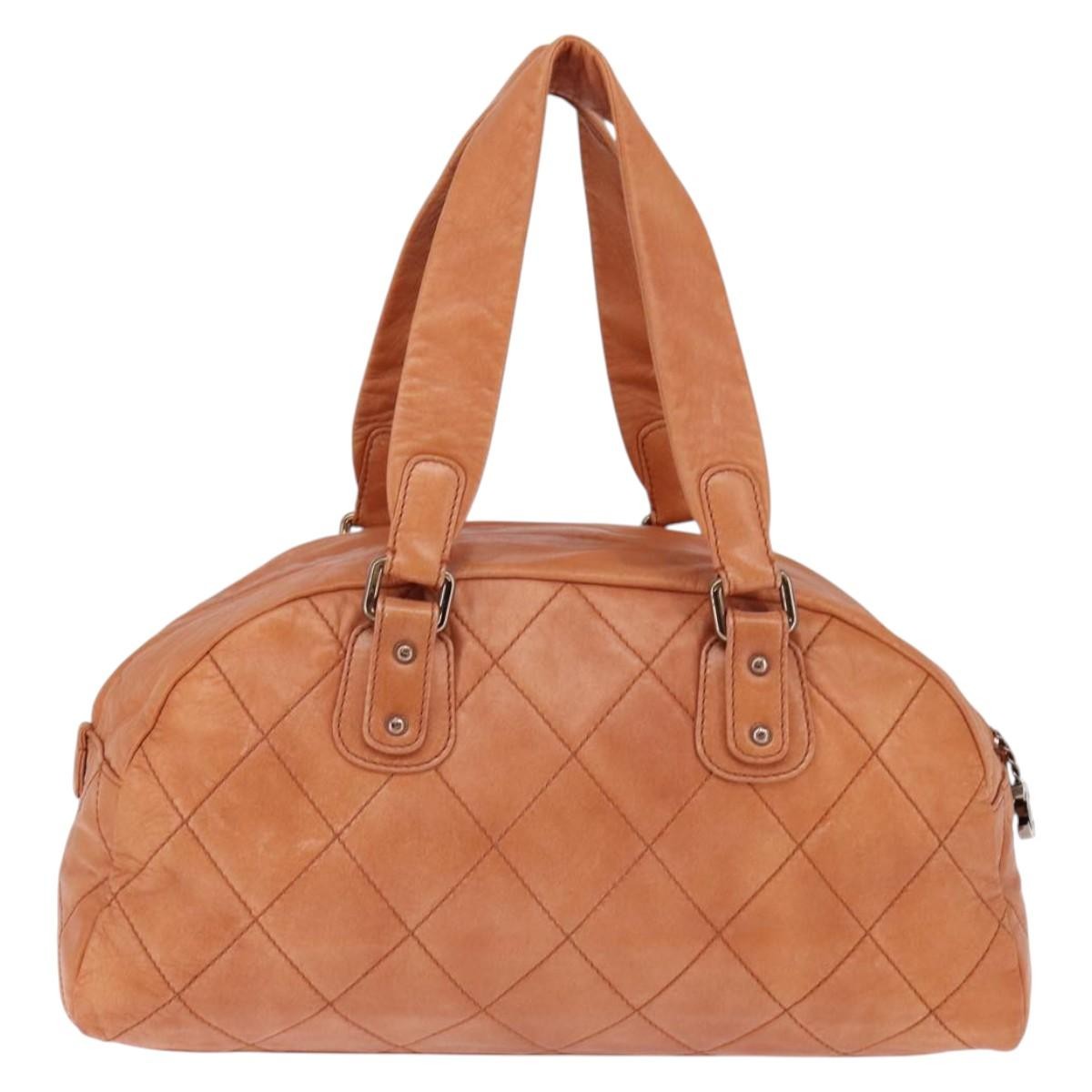 Chanel Cloudy Bundle Bowler Bag Quilted Lambskin, BROWN, LEATHER, Handbag