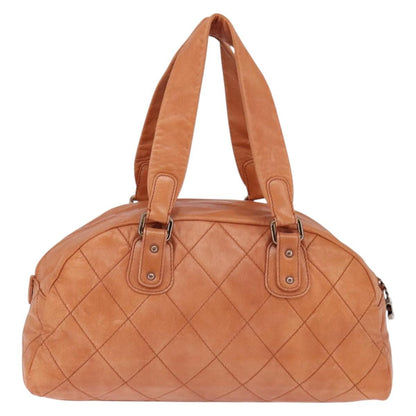 Chanel Cloudy Bundle Bowler Bag Quilted Lambskin, BROWN, LEATHER, Handbag