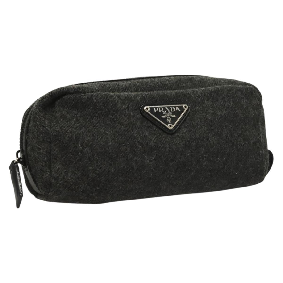 Prada Pochette Wool, BLACK, WOOL, Clutche & pouche