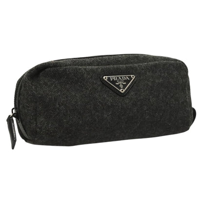 Prada Pochette Wool, BLACK, WOOL, Clutche & pouche