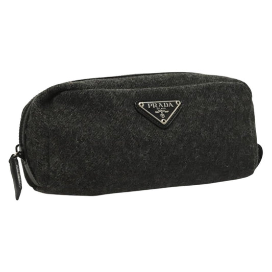Prada Pochette Wool, BLACK, WOOL, Clutche & pouche