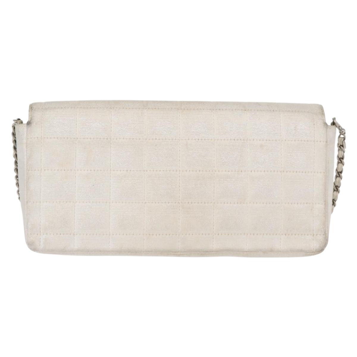 Chanel Travel Line Flap Bag Canvas, SILVER, CANVAS, Shoulder bag