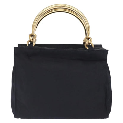 Prada Metal Handles Tote Tessuto, Navy, Nylon, Tote Bag