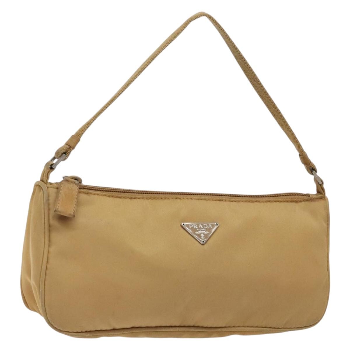 Prada Pochette Shoulder Bag Tessuto, BEIGE, NYLON, Clutche & pouche