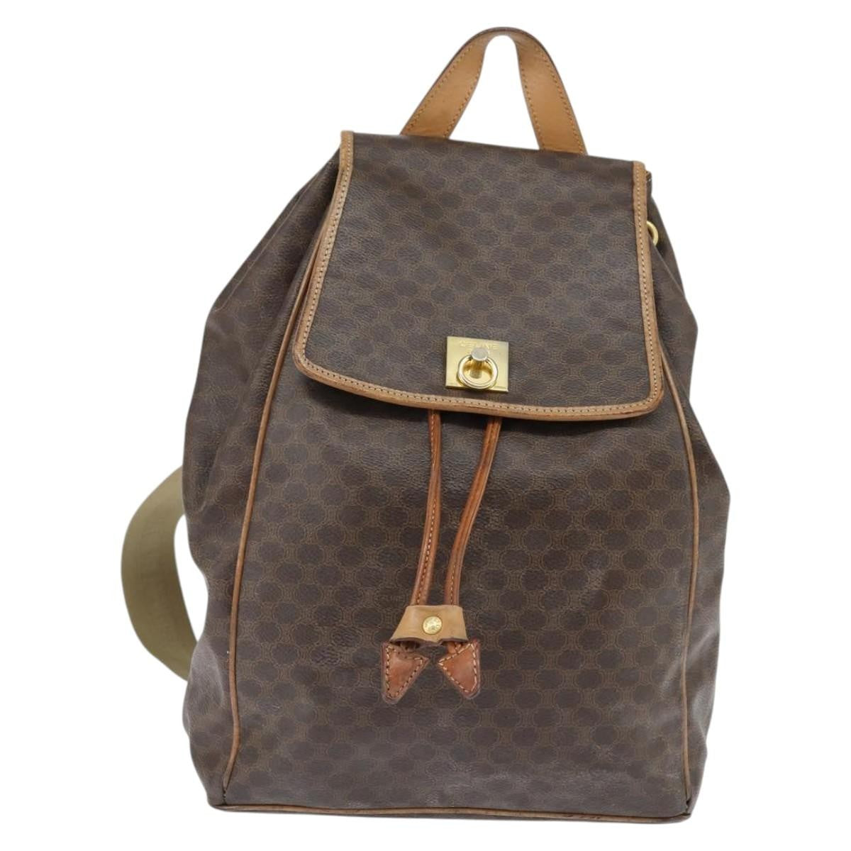 Celine Vintage Backpack Macadam Canvas, BROWN, CANVAS, Backpack