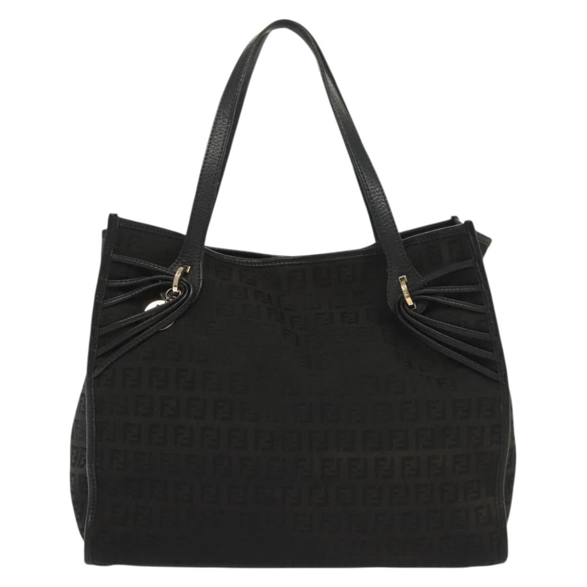 Fendi Vintage Tote Zucchino Canvas, BLACK, CANVAS, Tote bag