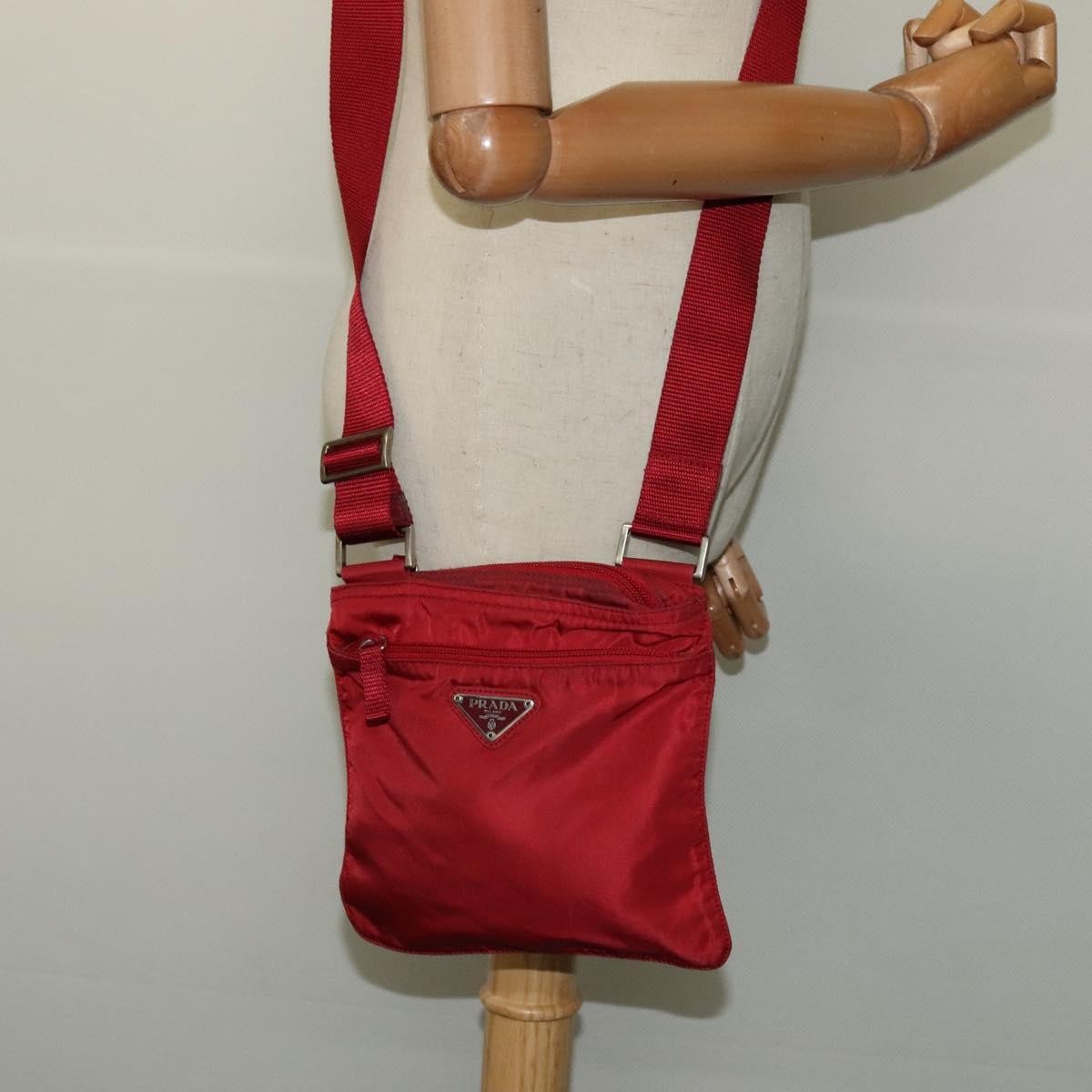 Prada Front Pocket Messenger Bag Tessuto, Red, Nylon, Shoulder Bag